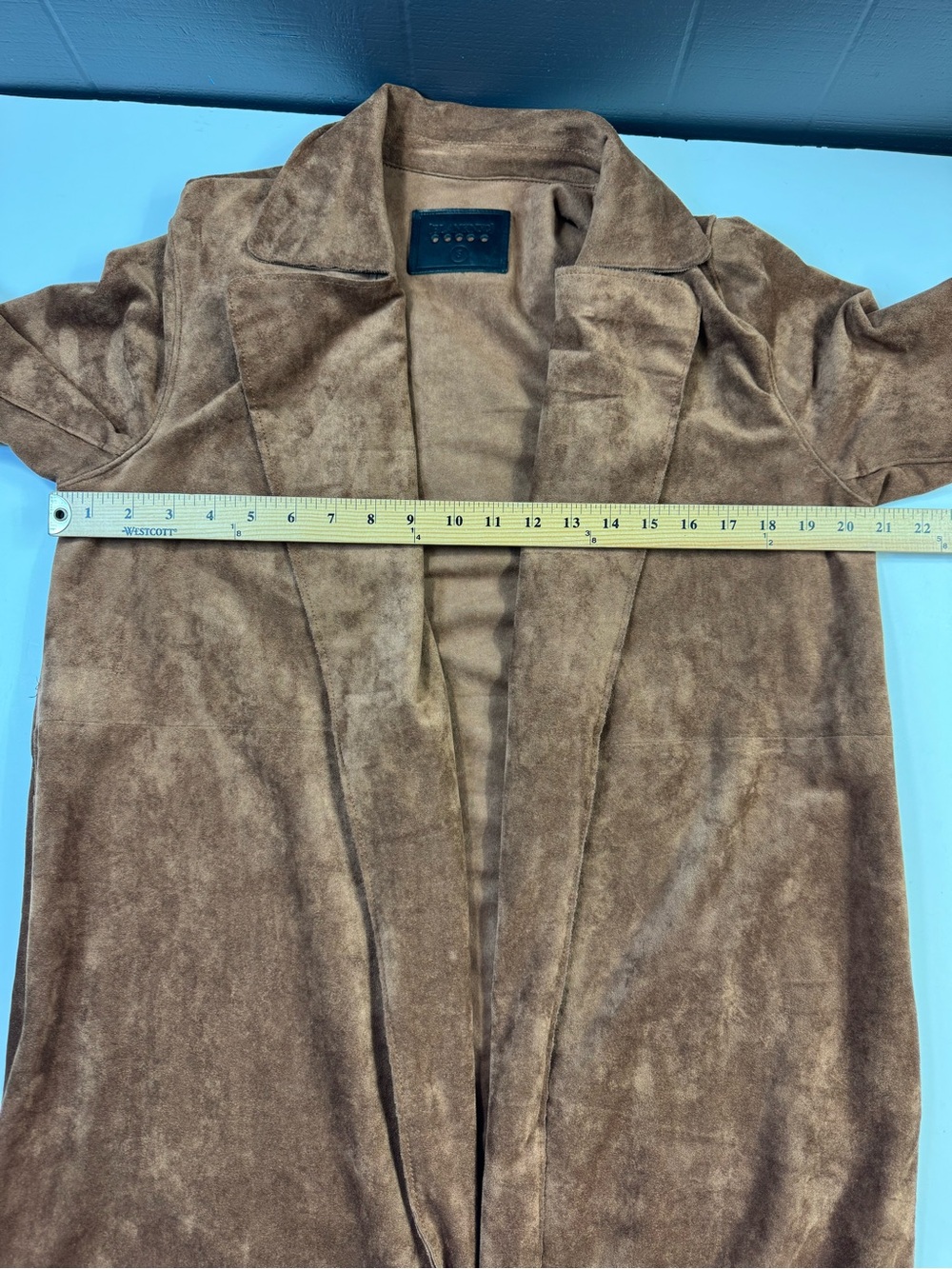 Blank NYC Faux Suede Duster Coat Size S Brown Western Boho BELT MISSING - Picture 14 of 15